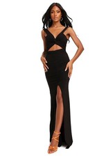 I Saw it First - Ladies Black Double Layer Slinky Bardot Ruched Twist Dress