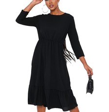 I Saw it First - Ladies Black Frill Hem Midi Dress