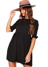 I Saw it First - Ladies Black Frill Sleeve Smock Dress