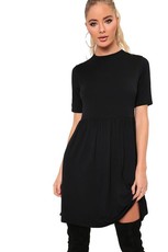 I Saw it First - Ladies Black Jersey Smock Dress