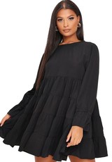 I Saw it First - Ladies Black Long Sleeve Smock Dress