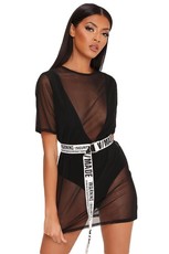 I Saw it First - Ladies Black Mesh T-Shirt Dress