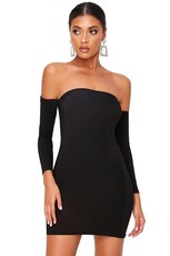 I Saw it First - Ladies Black Off The Shoulder Bodycon Dress