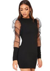 I Saw it First - Ladies Black Organza Sleeve Bodycon Dress