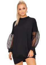 I Saw it First - Ladies Black Organza Sleeve Sweater Dress