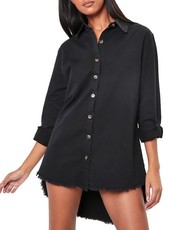 I Saw it First - Ladies Black Oversized Denim Shirt Dress