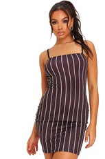 I Saw it First - Ladies Black Pinstripe Square Neck Bodycon Dress