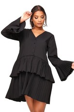 I Saw it First - Ladies Black Pleated Smock Dress