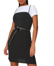 I Saw it First - Ladies Black Polka Dot Woven Cami Bodycon Dress