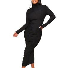 I Saw it First - Ladies Black Ribbed Roll Neck Midaxi Dress