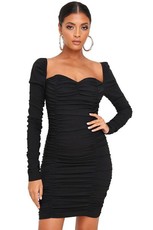 I Saw it First - Ladies Black Ruched Sleeve Mini Dress