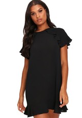 I Saw it First - Ladies Black Ruffle Shift Dress