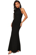 I Saw it First - Ladies Black Scuba Crepe Black Halterneck Fishtail Dress