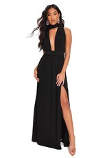 I Saw it First - Ladies Black Slinky Wear Me Any Way Plunge Maxi Dress