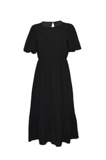 I Saw it First - Ladies Black Woven Puff Ball Midi Dress