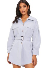 I Saw it First - Ladies Blue Drop Shoulder Oversized Shirt Dress