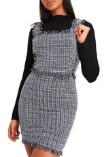 I Saw it First - Ladies Blue Tweed Square Neck Mini Dress