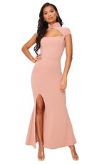 I Saw it First - Ladies Blush Pink Scuba Crepe Oriental Cut Out Dress