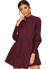 I Saw it First - Ladies Burgundy Poplin Long Line Shirt Dress