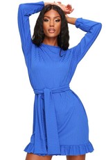 I Saw it First - Ladies Cobalt Blue Tie Waist Detail Shift Dress