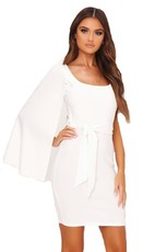 I Saw it First - Ladies Cream Long Sleeve Tie Waist Mini Dress