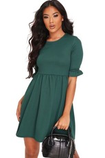 I Saw it First - Ladies Emerald Green Frill Sleeve Smock Dress