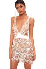 I Saw it First - Ladies Gold Sequin Cross Back Mini Dress