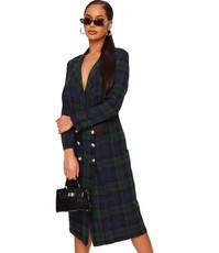 I Saw it First - Ladies Green Tartan Blazer Midi Dress