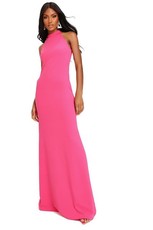 I Saw it First - Ladies Hot Pink Scuba Crepe Black Fishtail Maxi Dress