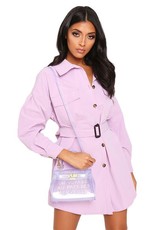 I Saw it First - Ladies Lilac Drop Shoulder Oversized Shirt Dress