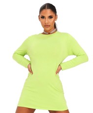 I Saw it First - Ladies Lime Green Long Sleeve T-Shirt Dress