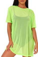 I Saw it First - Ladies Lime Mesh Oversized T-Shirt Dress