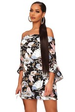 I Saw it First - Ladies Multi Paisley Print Bardot Flared Sleeve Dress