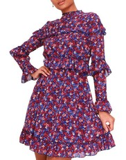 I Saw it First - Ladies Navy Floral Printed Tea Dress