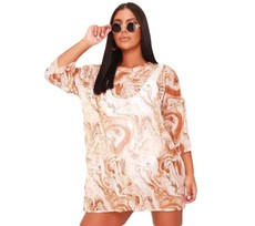 I Saw it First - Ladies Neutral Tie Dye Mesh T-Shirt Dress