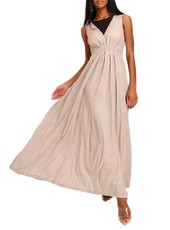 I Saw it First - Ladies Nude Premium Plunge Sparkle Maxi Dress