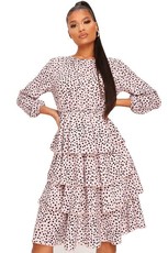 I Saw it First - Ladies Nude Woven Tiered Polka Dot Midaxi Dress