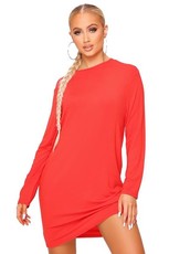 I Saw it First - Ladies Orange Long Sleeve T-Shirt Dress