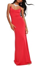 I Saw it First - Ladies Red Cross Back Fishtail Maxi Dress