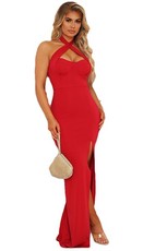 I Saw it First - Ladies Red Cross Over Cup Detail Maxi Dress