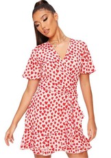 I Saw it First - Ladies Red Heart Print Tea Dress