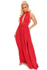 I Saw it First - Ladies Red Slinky Wear Me Any Way Plunge Maxi Dress