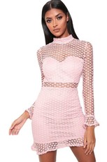 I Saw it First - Ladies Rose Crochet Lace Open Back Dress