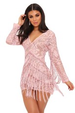 I Saw it First - Ladies Rose Embroidered Lace Fringed Dress