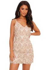 I Saw it First - Ladies Rose Gold Cami Sequin Tassel Dress