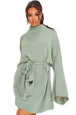 I Saw it First - Ladies Sage Knitted Belted Dress