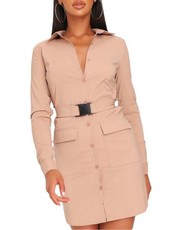 I Saw it First - Ladies Stone Belted Utility Dress