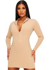 I Saw it First - Ladies Stone Crepe Hook And Eye Waist Blazer Dress