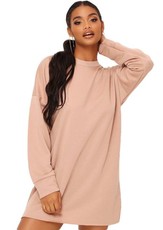 I Saw it First - Ladies Stone Distressed Hem Sweater Dress