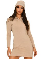 I Saw it First - Ladies Stone Jersey Collared Tshirt Dress